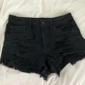Black ripped jean shorts